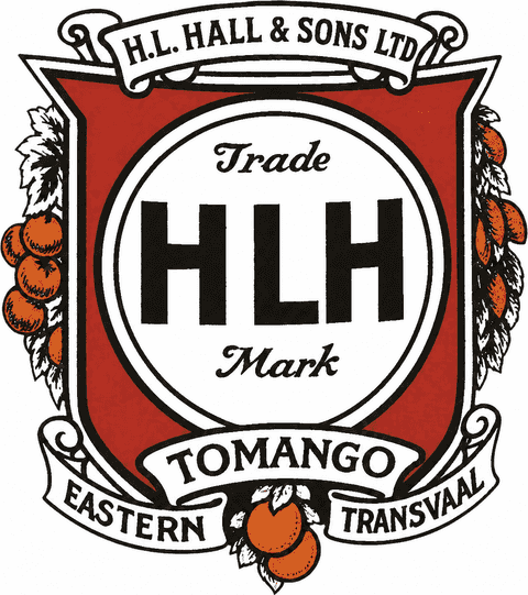 The early H.L. Hall & Sons trade mark — the HLH crest with Tomango and Eastern Transvaal ribbons