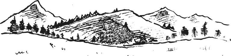 Early ink illustration of the mountain skyline at Mataffin — the same skyline as the era's photograph